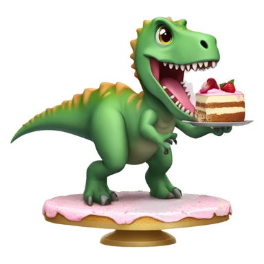 Dinosaur eating cake sticker