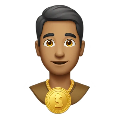 indian man with gold coin sticker