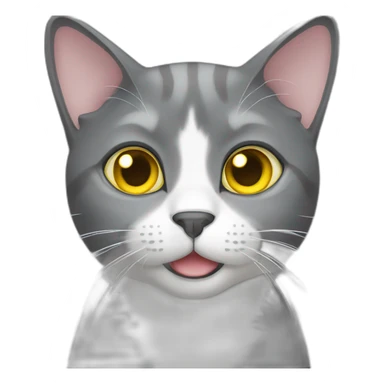 grey cat with white bottom and yellow eyes sticker