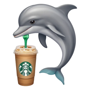 Dolphin drinking Starbucks  sticker