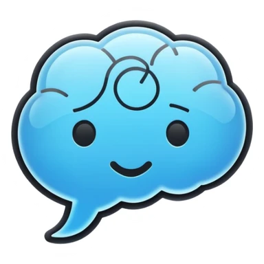 Minimalistic flat vector icon, iOS style, thin black contour on white background. Chat bubble with small AI brain symbol inside. Clean, no text, no shadows sticker