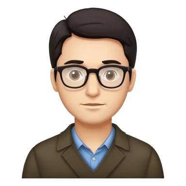 standard male emoji with dark hair, glasses, minimal details sticker