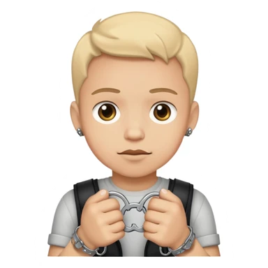 A boy with handcuffs in this hand sticker