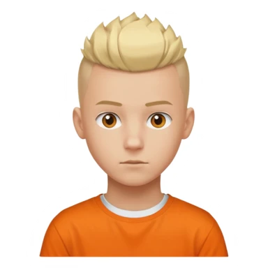 Blonde Buzzcut And Mohawk. Amber Eye. Orange Tshirt. White Sleeve. Teenage Boy sticker