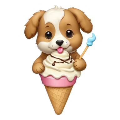 Flying puppy eating ice cream sticker
