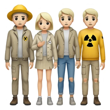 many people with full body effected by radiation sticker