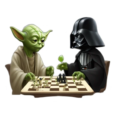 Master yoda y dark vader jugando ajedrez sticker