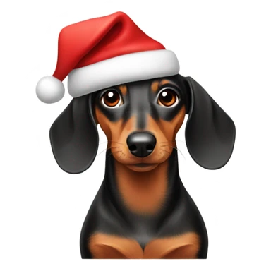 Dachshund with a Santa hat sticker