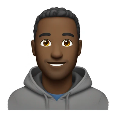 upper body shot of a man smiling and wearing a hoodie sticker