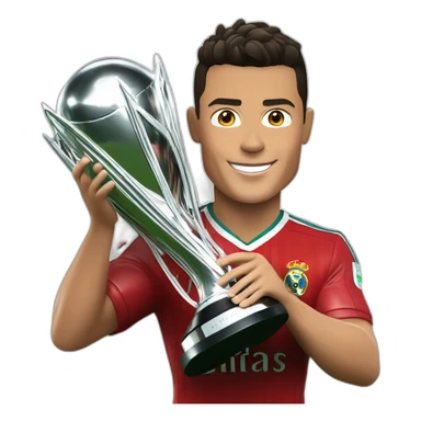 Cristiano ronaldo holding a champions league trophy sticker
