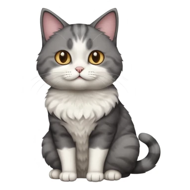 full body dumb looking large short hair dark grey and white cat sticker