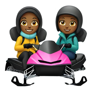 two girls snowmobiling  sticker
