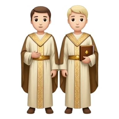 two white biblical men standing next to each other sticker
