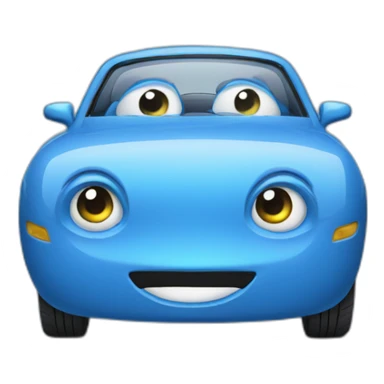 blue car with eyes sticker