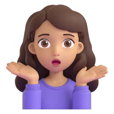 light skin brown girl with long dark brown hair and dark brown eyes, surprised expression sticker