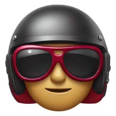 Emoji wearing cool eyeglasses and ruby motorcycle helmet sticker
