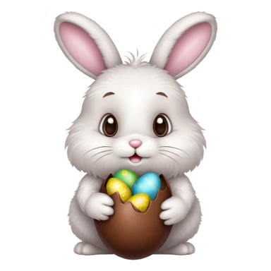 Easter bunny with chocolate sticker