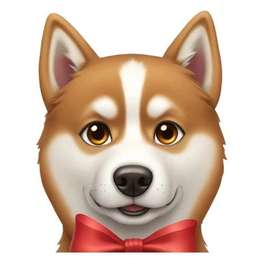 Red Siberian husky with bows sticker