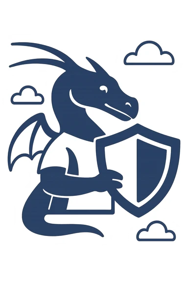 Make the shield much bigger, keep the Kali Linux dragon and modern tech logo style, flat blue color scheme, preserve transparency if present. sticker