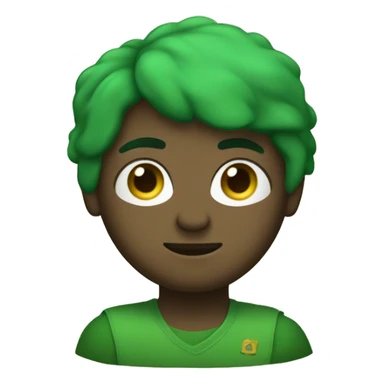 um menino de cabelo liso amarelo curto de olhos castanhos com roupa verde e pele beje clara sticker