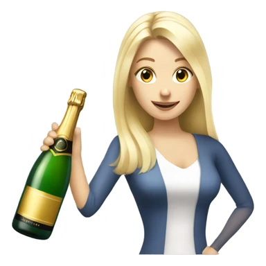 A long blonde hair woman opening a bottle of champagne sticker