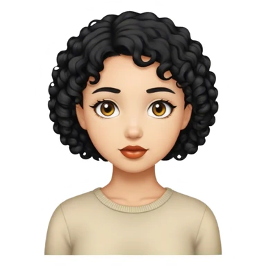 Girl with short curly black hair light skin  sticker