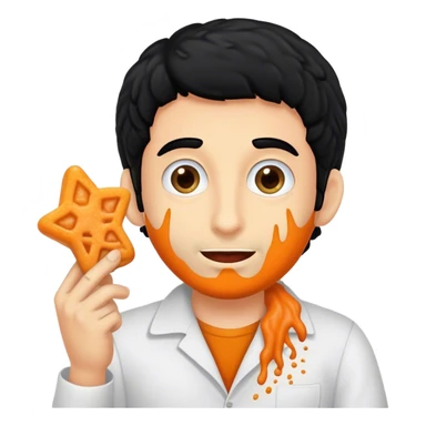 Jewish guy with a Yamaca black hair with Cheeto dust  sticker
