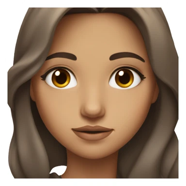 a girl with long brown hair and she has albanian features and brown eyes and eyeliner and long lashes sticker