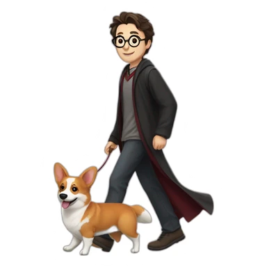 Harry potter walking a corgi sticker