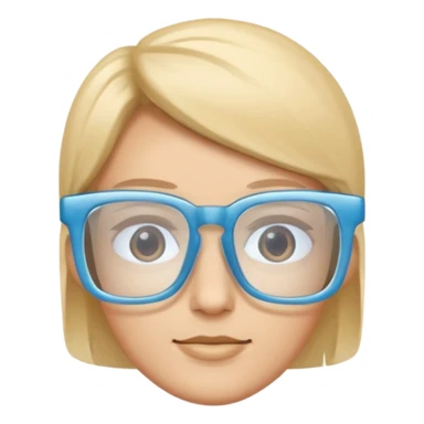 sky-blue square glasses, slightly thick frame, glossy surface,Only glasses. sticker