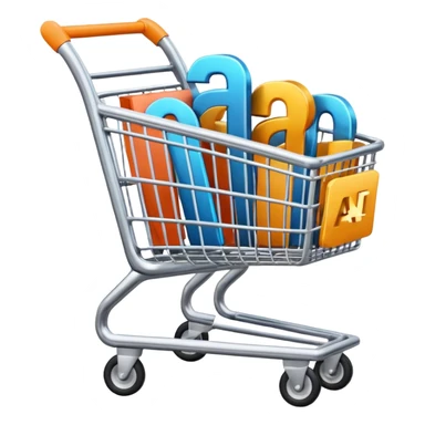shopping cart with AI letters inside sticker