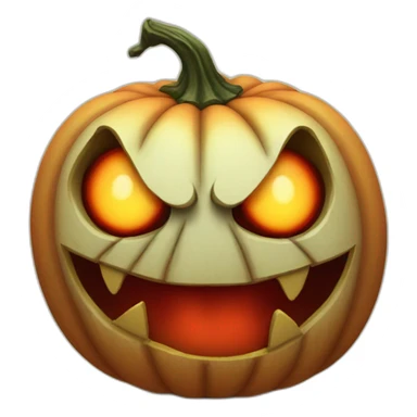 Scary Looking Pumpkin With Red Eyes and a crooked smile sticker