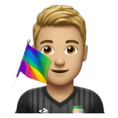 Footballer with gay flag sticker