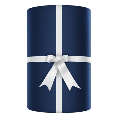 Rolled Navy blue yoga mat with a white ribbon tied around it sticker