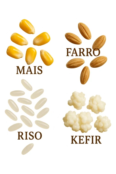 MAIS, FARRO, RISO, KEFIR FLUTTUANO IN ARIA, IPERREALISTICO 4K sticker
