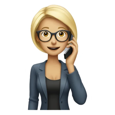 Blonde woman wearing glasses calling on cell phone sticker