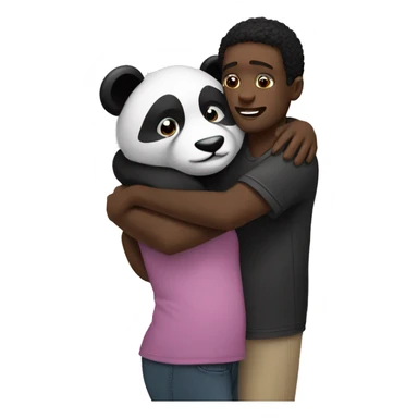 Black man hugging girl Panda  sticker