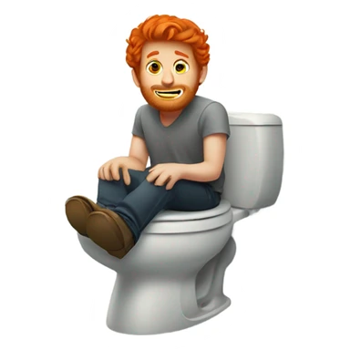 Red headed man sitting on the toilet sticker