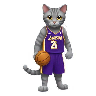 Grey Cat wearing a lakers Kobe Bryant jersey  sticker