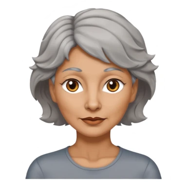 woman 50 years old, tanned skin, short grey wavy wolf cut hair, brown eyes sticker