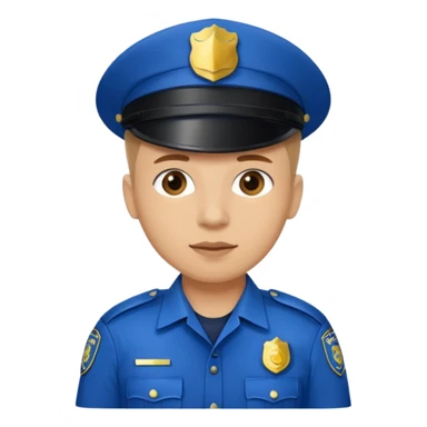 Police man wearing Blue uniform without hat or cap sticker