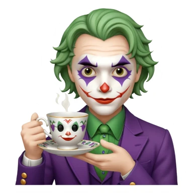 joker holding tea cup sticker