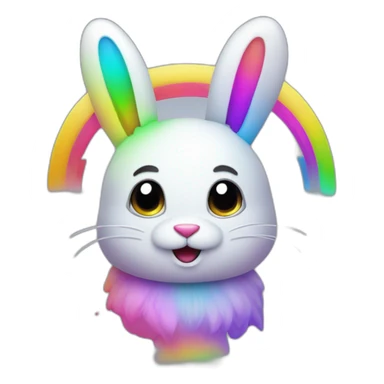 wonderland bunny tech glitchy rainbow colors sticker