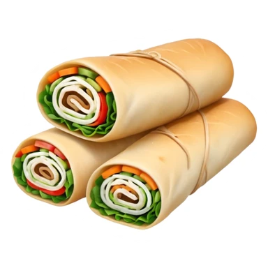 One Thai uncooked spring roll, Apple emoji style, no background, in 1x1 format sticker