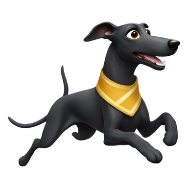 Black greyhound running with sash with number sticker