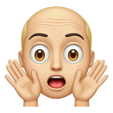 a shocked emoji, with their mouth and eyes are wide open, eyebrows  raised, and palms against his cheeks. sticker