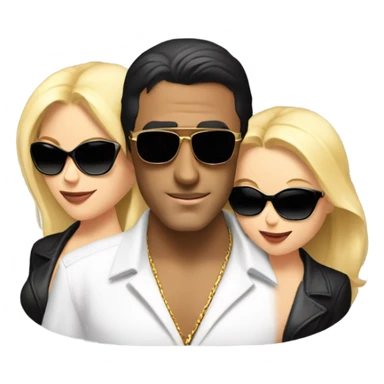 Tony Montana in sunglasses with 2 beautiful blondes with their arms around him sticker