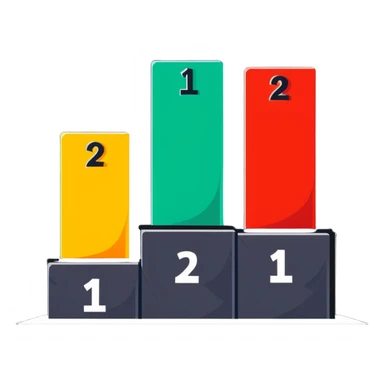 leaderboard podium with 1st, 2nd, 3rd rankings clearly labeled sticker