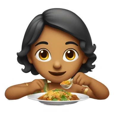 Indian girl enjoying a meal sticker