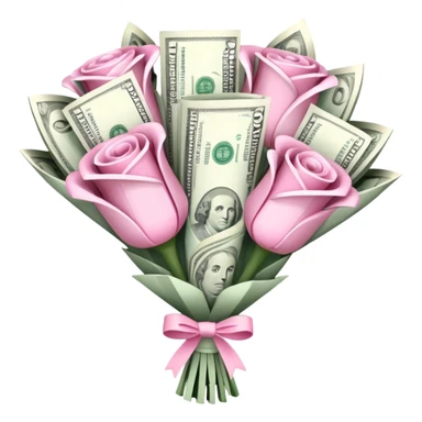 pretty pink bouquet made of money sticker